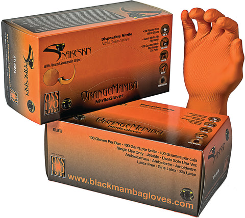 Orange Snakeskin Nitrile Gloves
